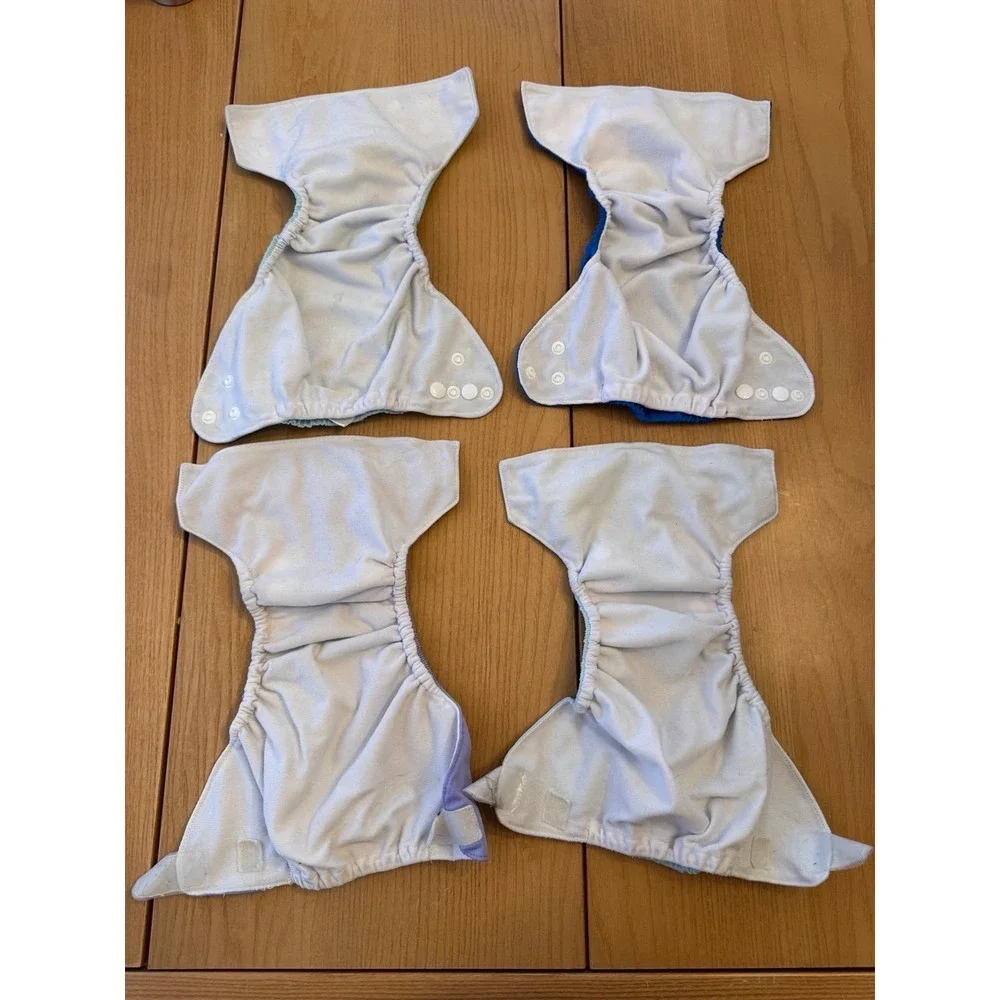 ALVABABY Cloth Pocket‎ Diaper Lot Baby OS Blue Purple Snap Hook and Loop